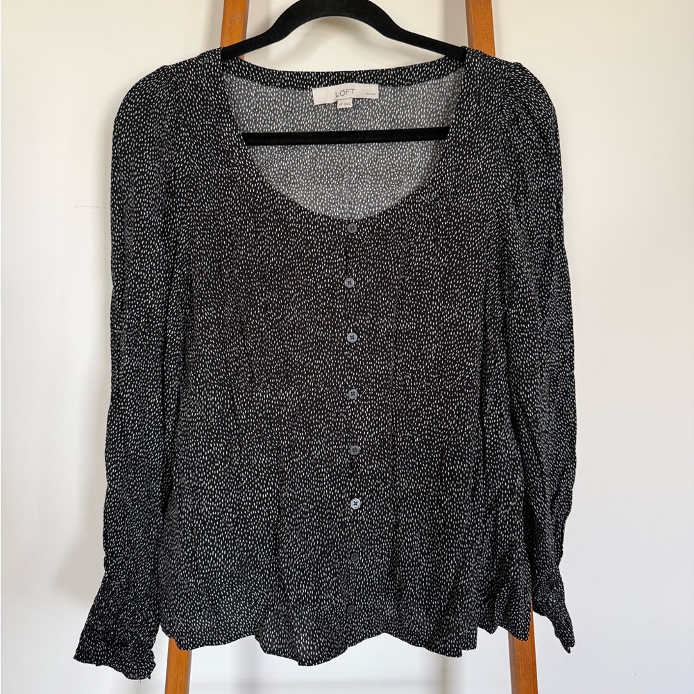 LOFT Black and White Patterned Top